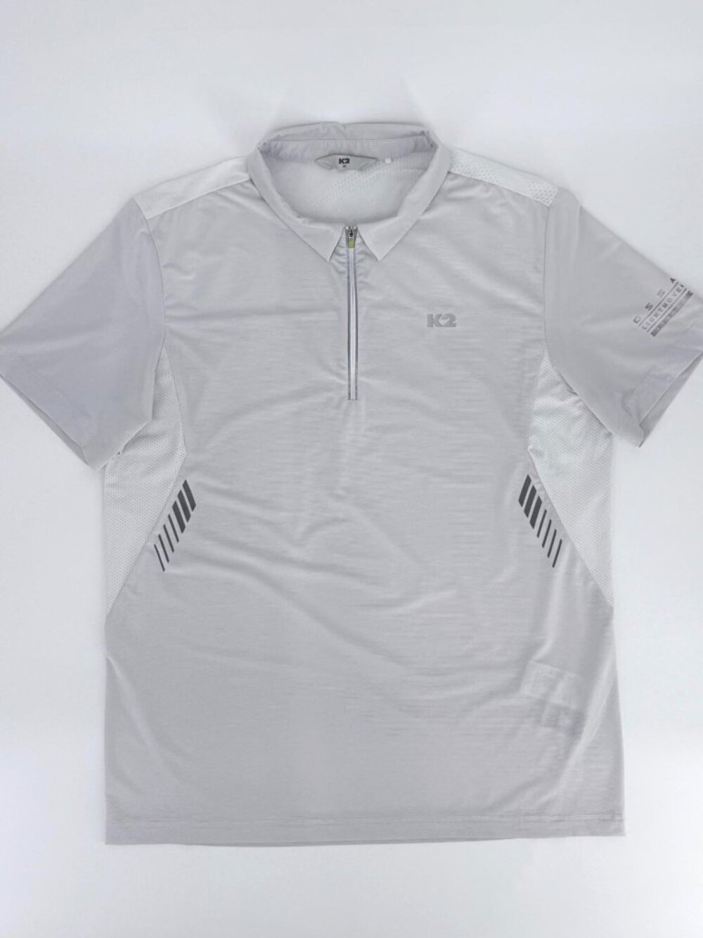 K2 Korea Sporty Performance Zip Polo Shirt Mens L Gray